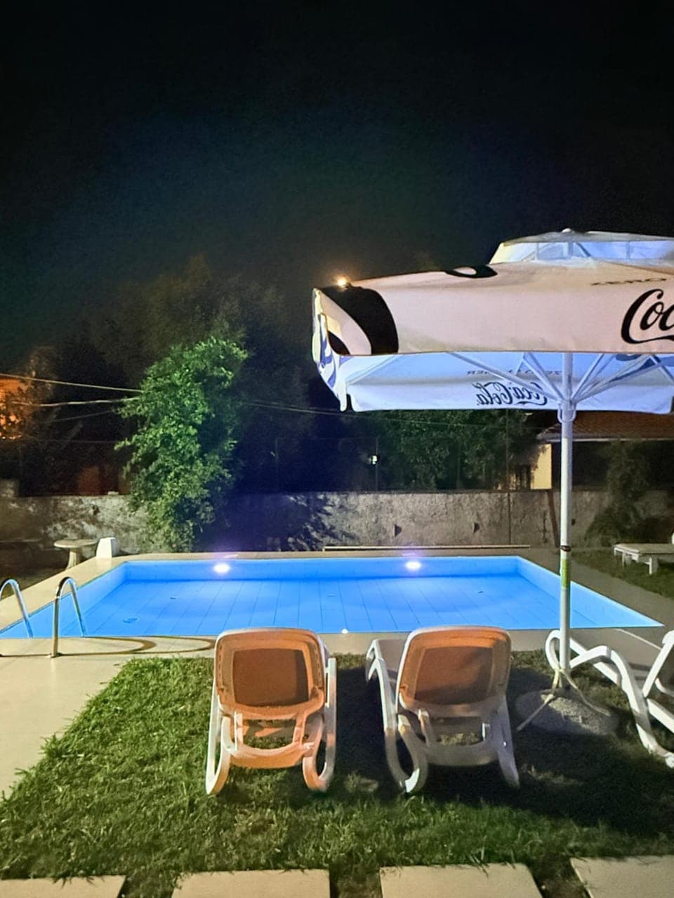 Night, Pool view, Swimming pool, Swimming pool