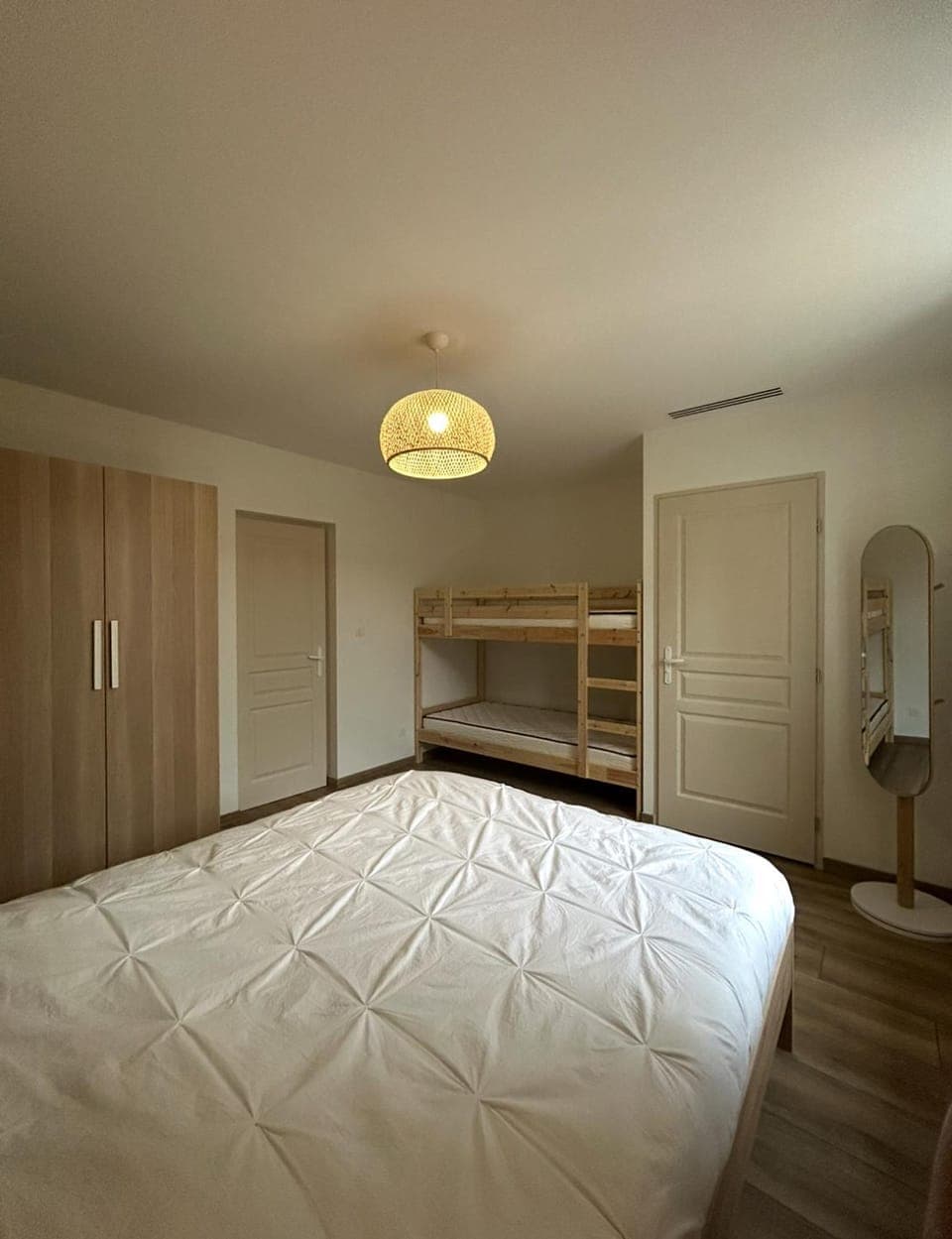 Bed, Photo of the whole room, Bedroom, bunk bed, wardrobe