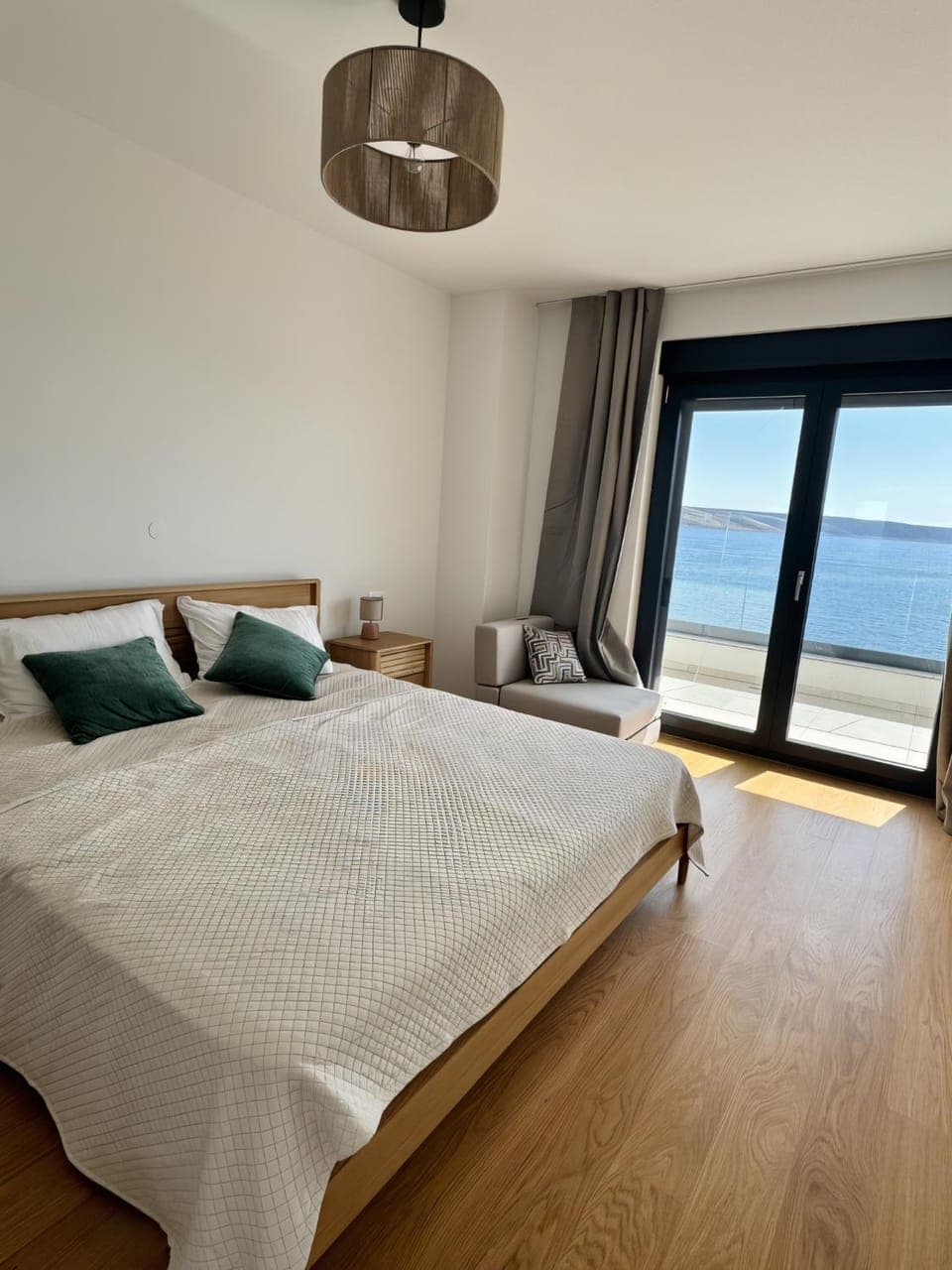 Bed, Natural landscape, Bedroom, Sea view