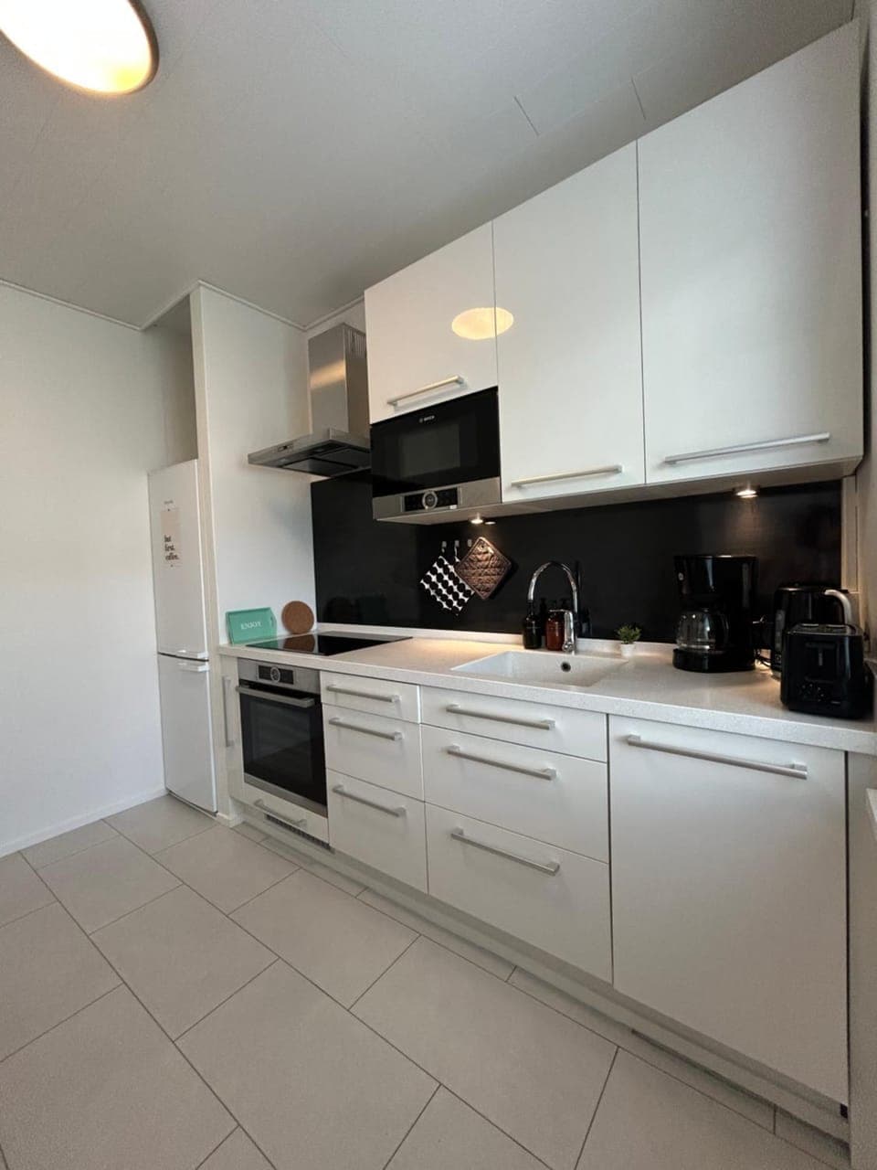 Kitchen or kitchenette, oven