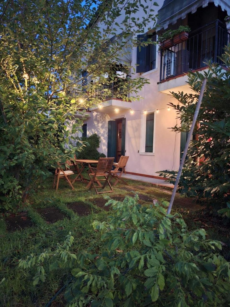 Property building, Night, Garden, Garden view