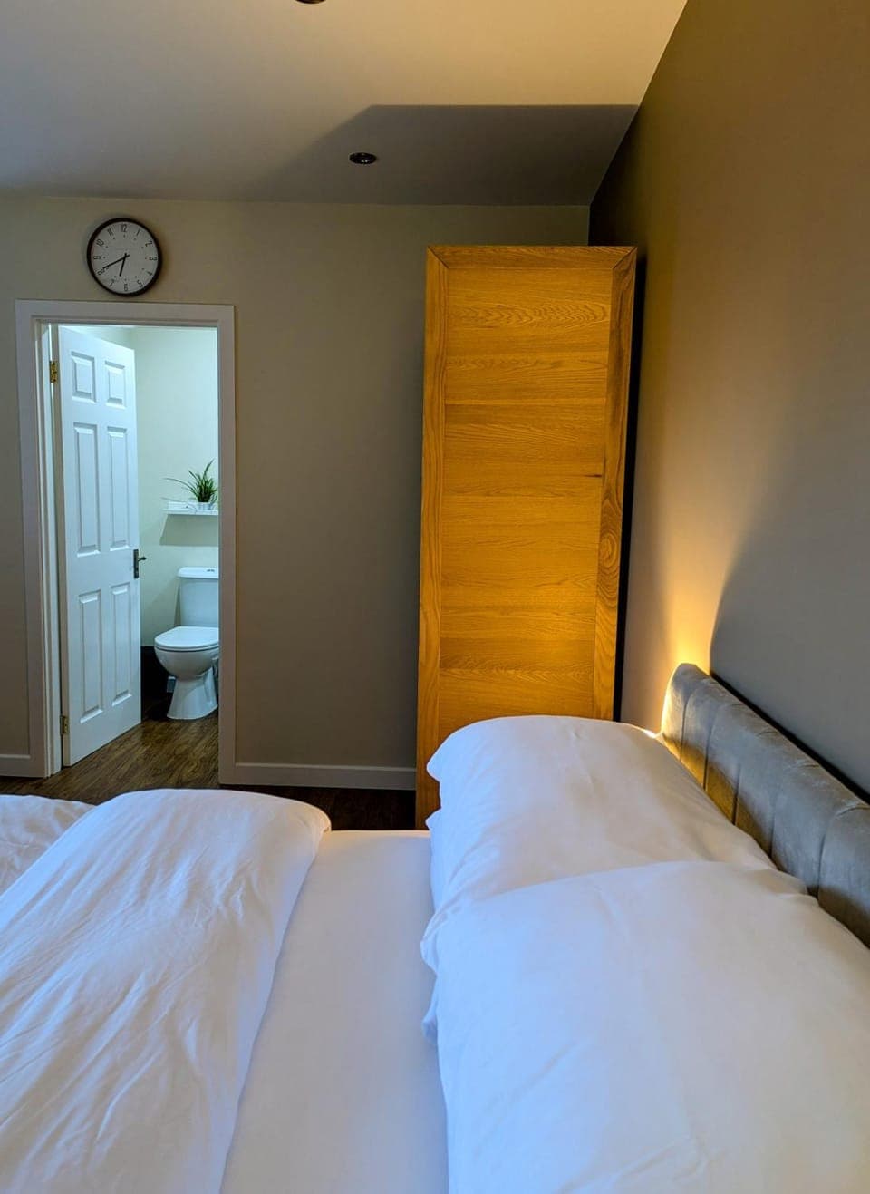 Bed, wardrobe