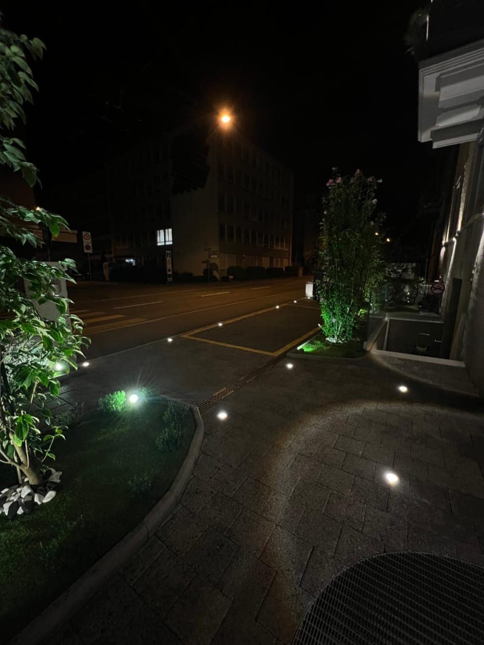 Property building, Night, Parking