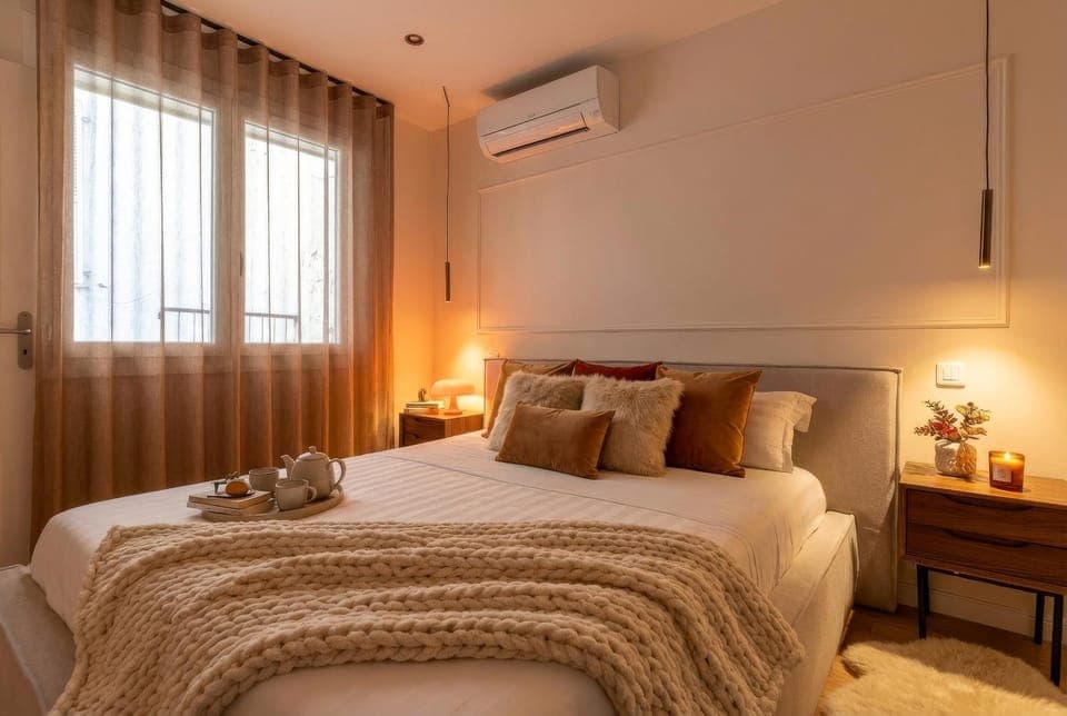 Bed, Bedroom, air conditioner