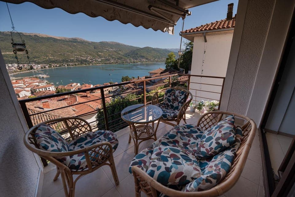 Patio, Day, Natural landscape, View (from property/room), Balcony/Terrace, Living room, Seating area, Dining area, Lake view, Mountain view, River view, Sea view