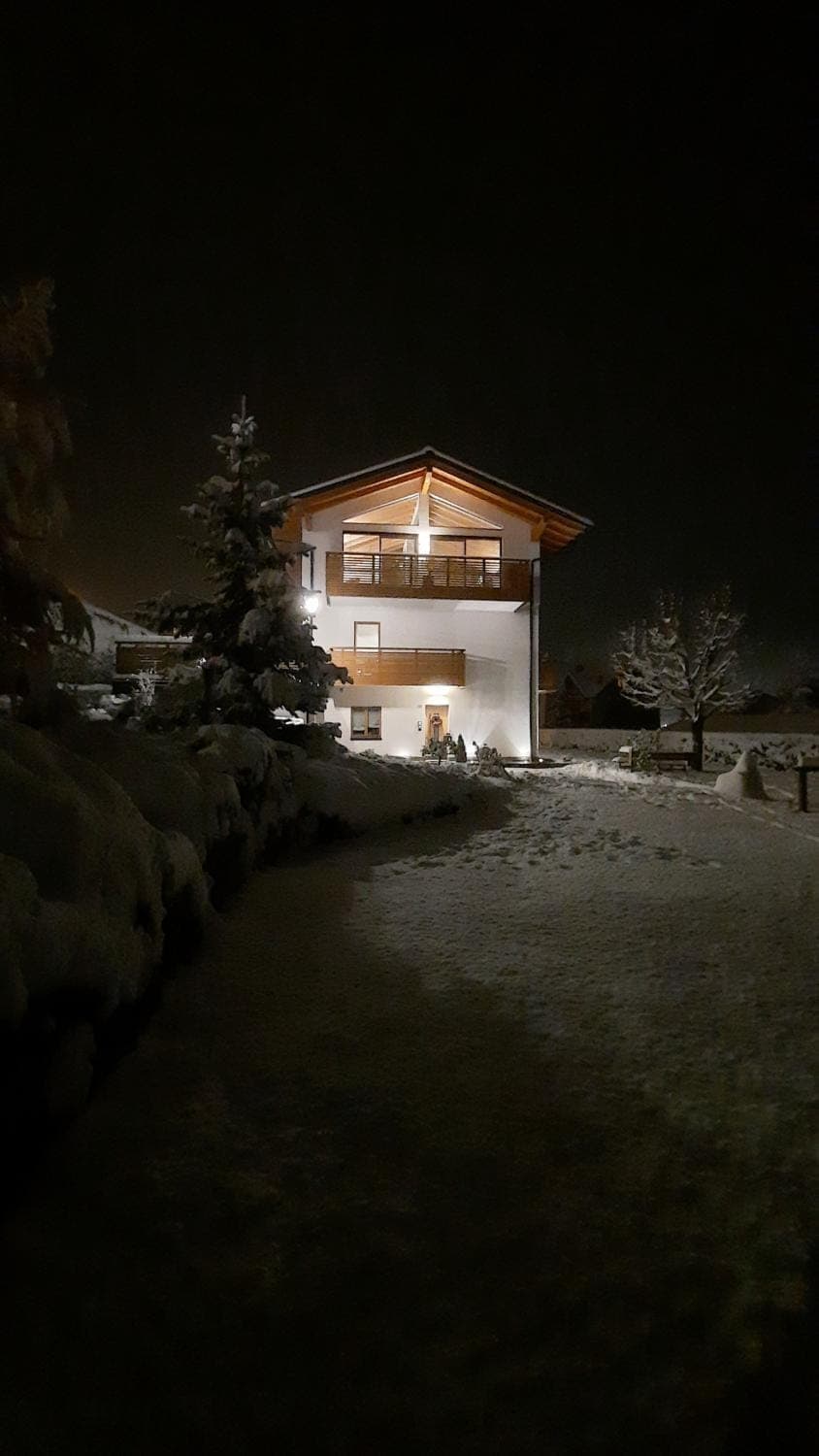 Property building, Night, Winter