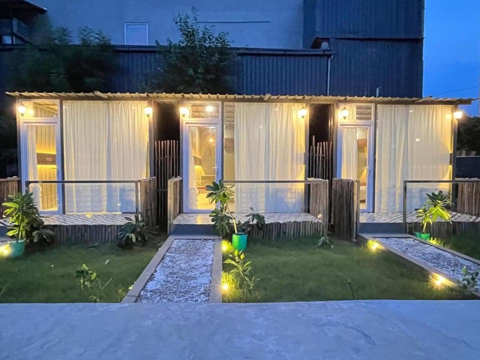 Property building, Night, Garden