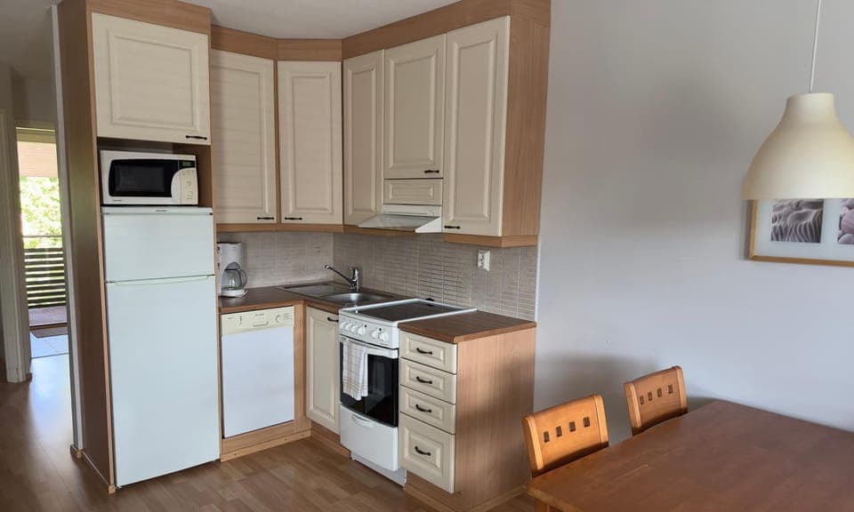 Kitchen or kitchenette, dishwasher, oven
