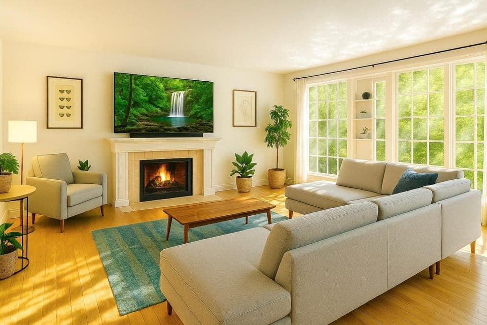 Communal lounge/ TV room, TV and multimedia, Living room, Seating area, Evening entertainment, Mountain view, Mountain view, fireplace, fireplace
