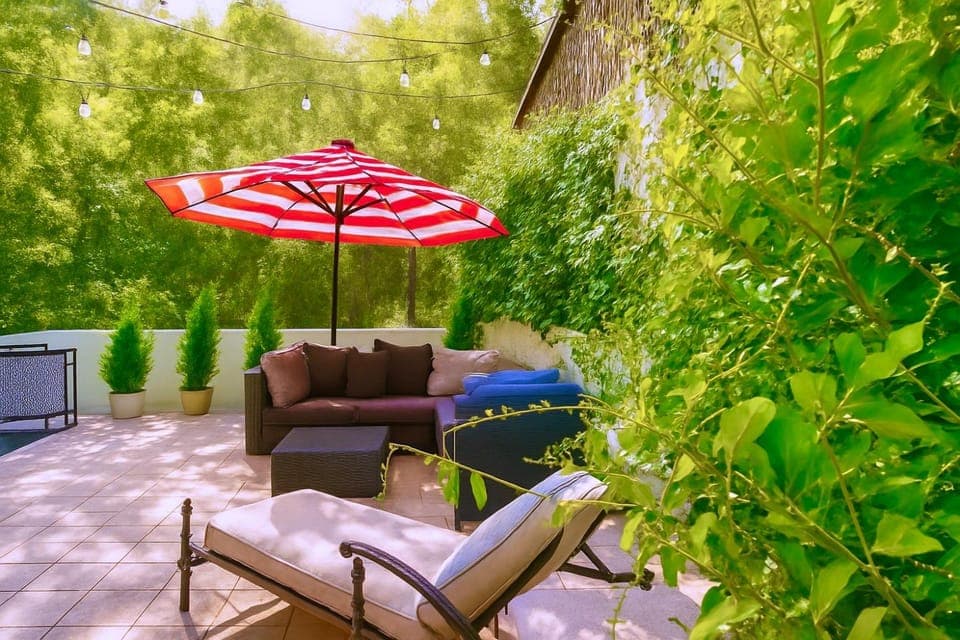 Patio, Day, Garden, Balcony/Terrace, Mountain view, Mountain view, sunbed