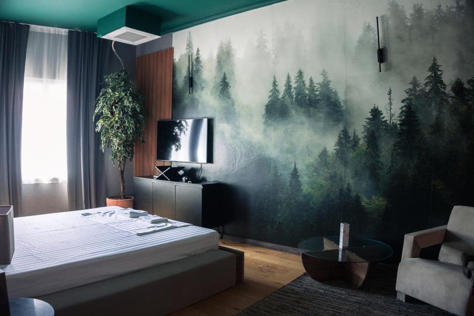 Communal lounge/ TV room, Bed, Natural landscape, TV and multimedia, Photo of the whole room, Evening entertainment, Bedroom