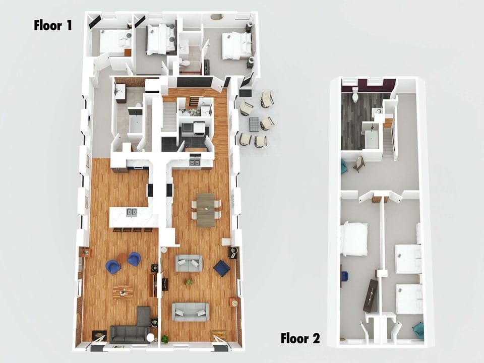Two Condos for 14 Guests, 5 Bedrooms, Free Parking Apartment in Covington