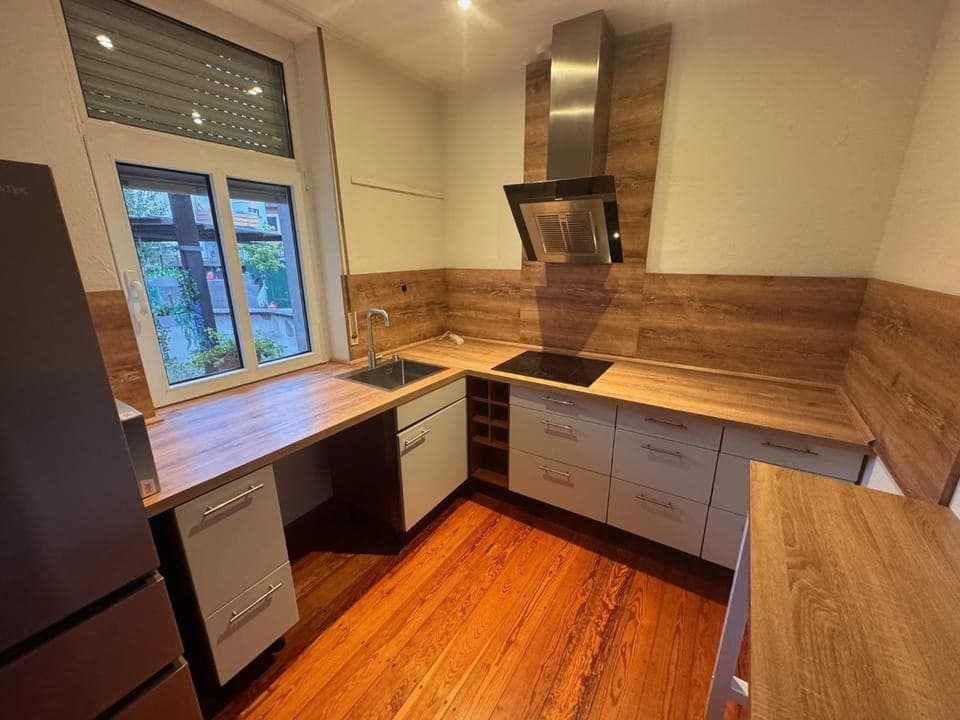 Kitchen or kitchenette, stove