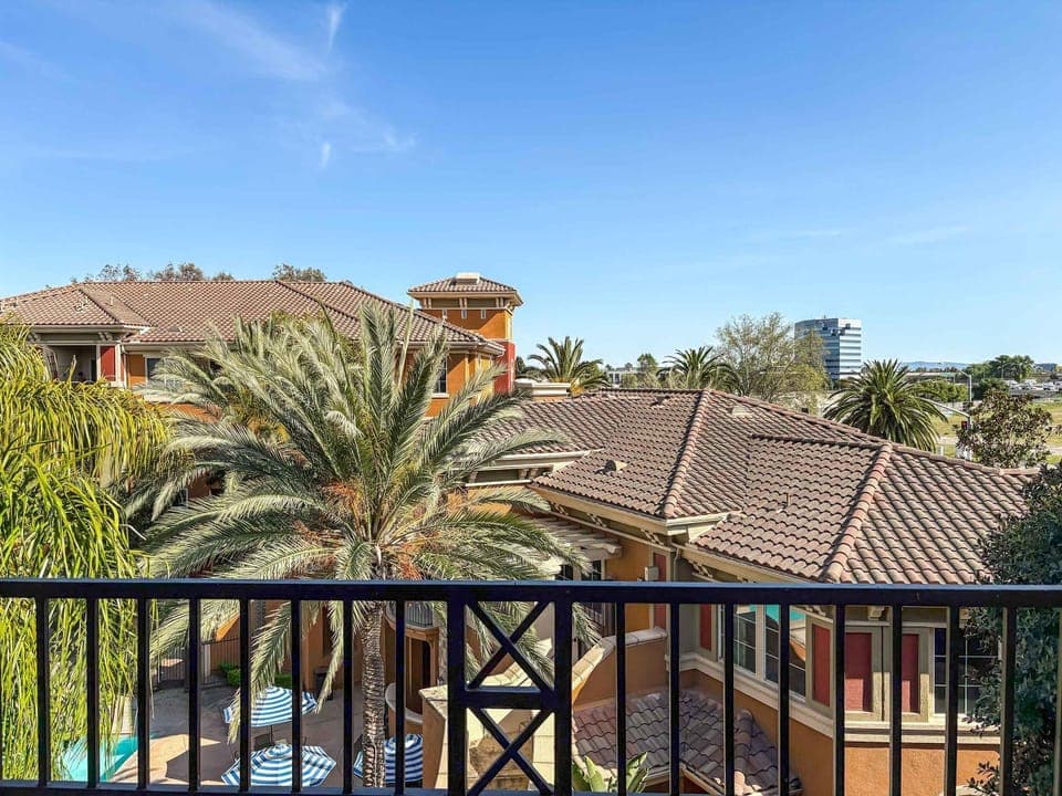 Property building, Patio, Day, View (from property/room), Balcony/Terrace, On site, Pool view, Swimming pool