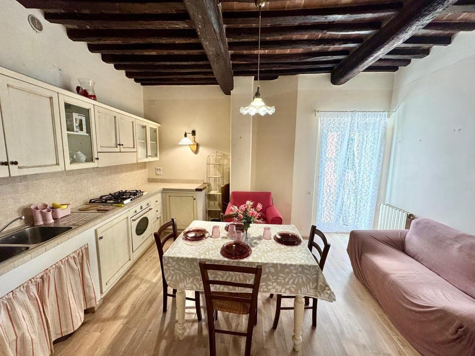 Kitchen or kitchenette, Living room, Dining area, stove