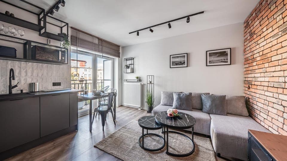 Kitchen or kitchenette, Living room, Seating area