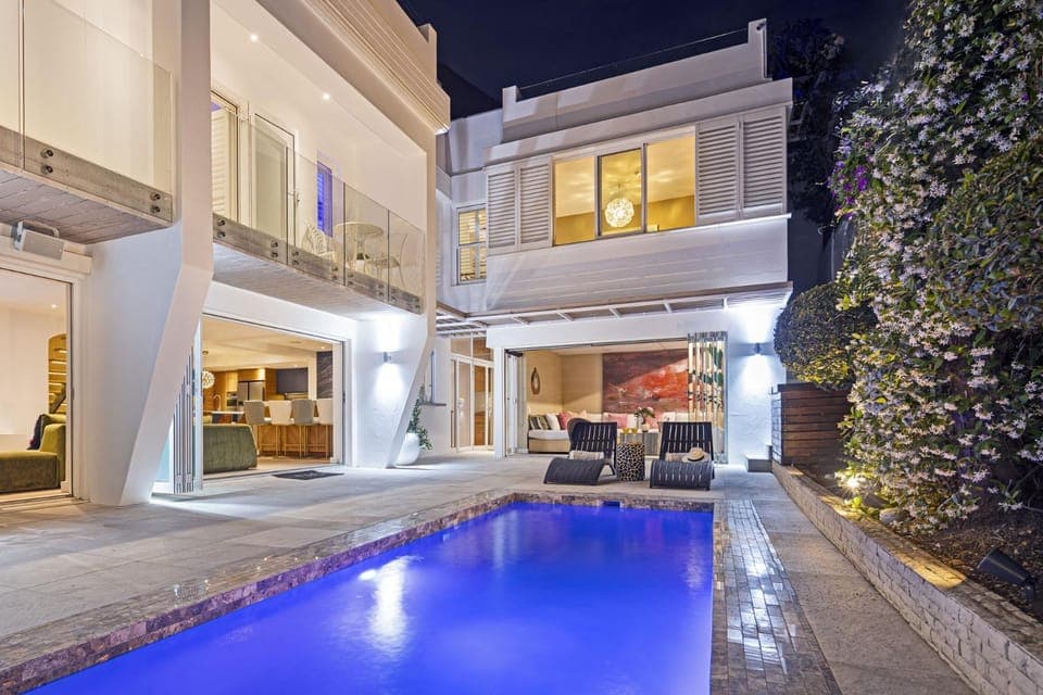 Property building, Night, Pool view, Swimming pool