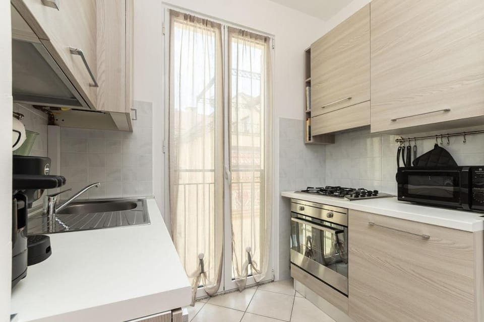 Kitchen or kitchenette, stove, toaster