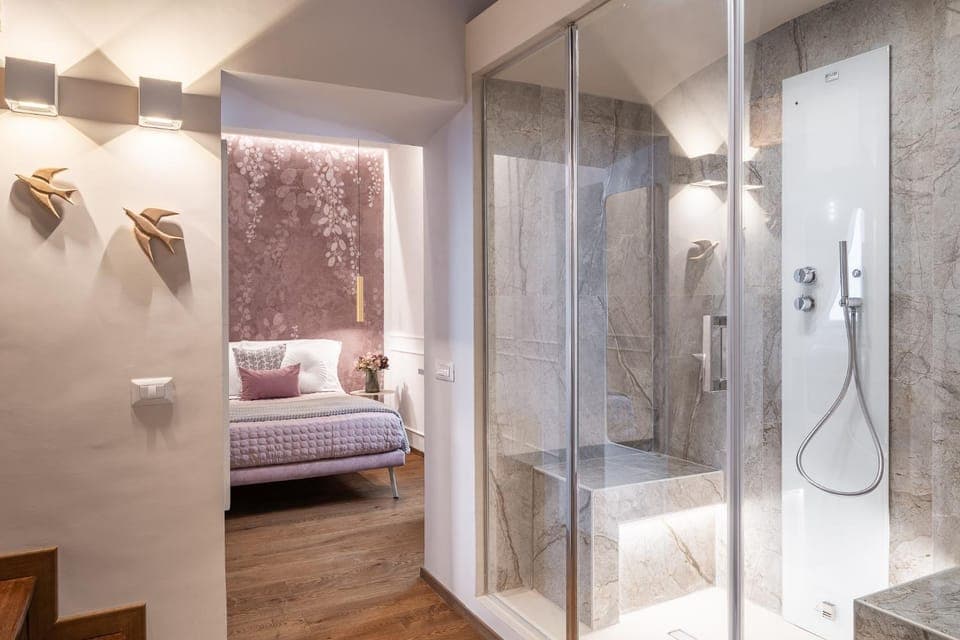 Shower, Bed, Steam room, Photo of the whole room, Bedroom