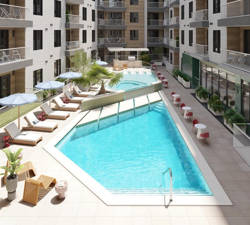 Property building, Pool view, sunbed