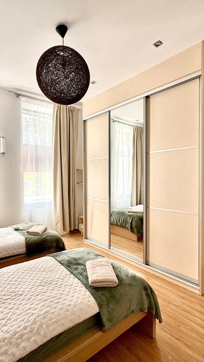 Bed, Photo of the whole room, Bedroom, towels, wardrobe