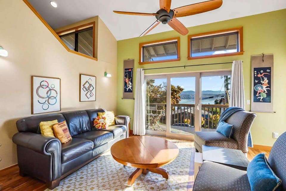 Living room, Seating area, Lake view