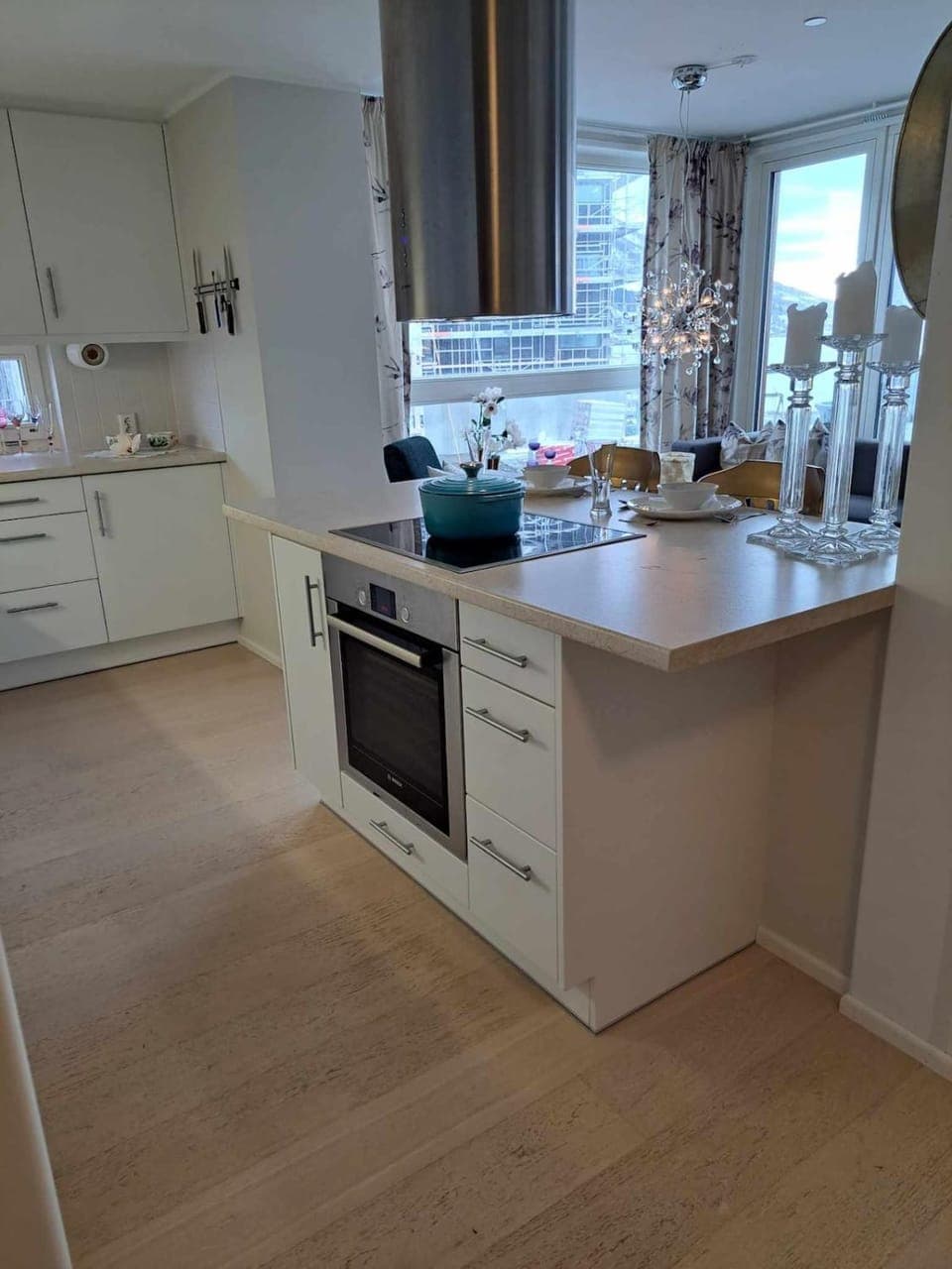 Kitchen or kitchenette, stove