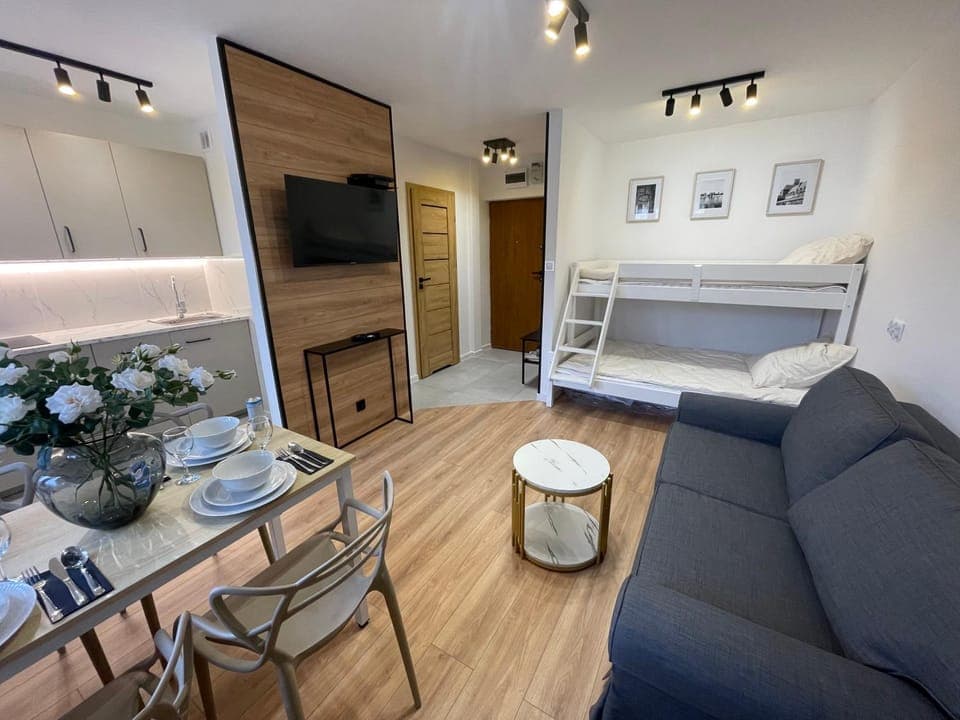 Bed, TV and multimedia, Living room, Photo of the whole room, Seating area, Dining area