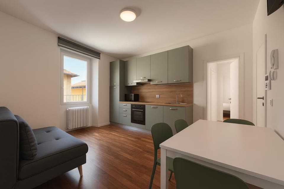 Kitchen or kitchenette, Living room, Seating area, Dining area, oven, stove