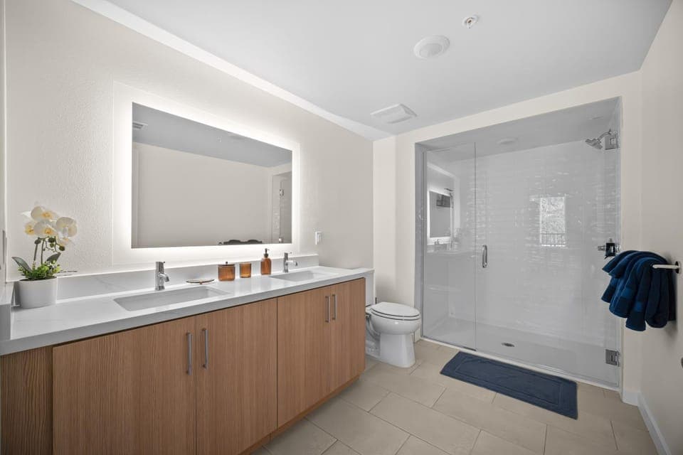 Shower, Toilet, Bathroom, Decorative detail, hair dryier, pet friendly, towels, air conditioner