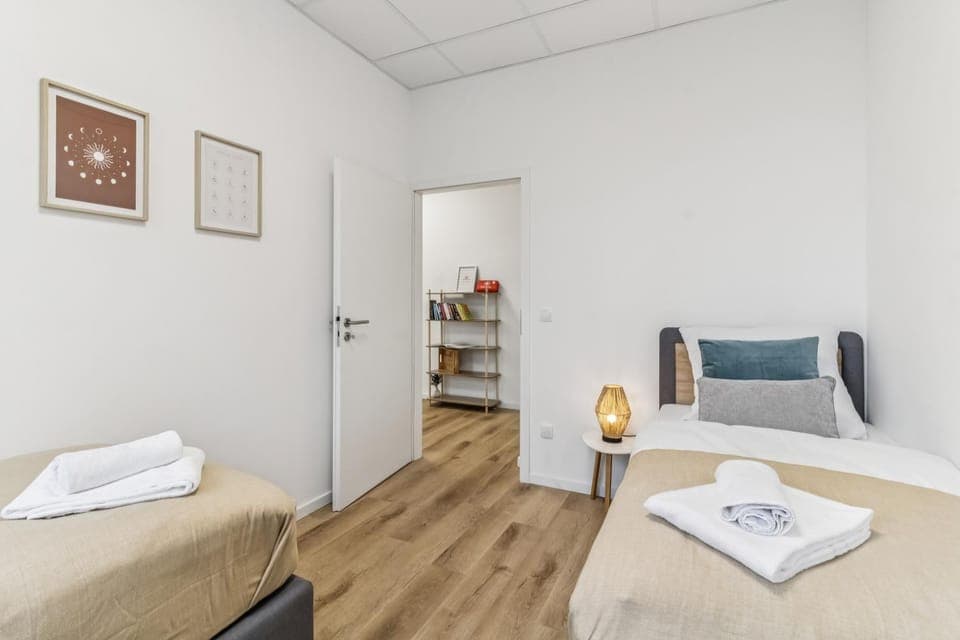 Bed, Photo of the whole room, Bedroom, towels, wardrobe