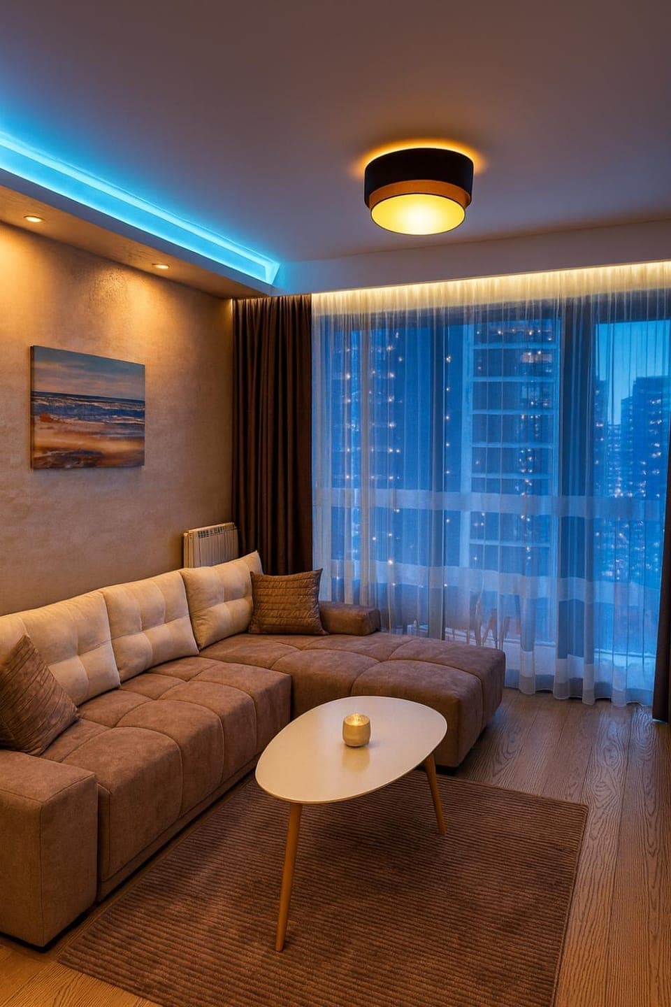 TV and multimedia, Living room, Seating area, City view