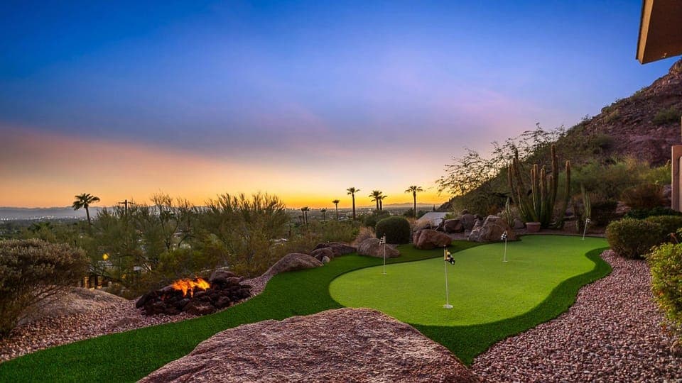 Day, Minigolf, Minigolf, Mountain view, Sunset