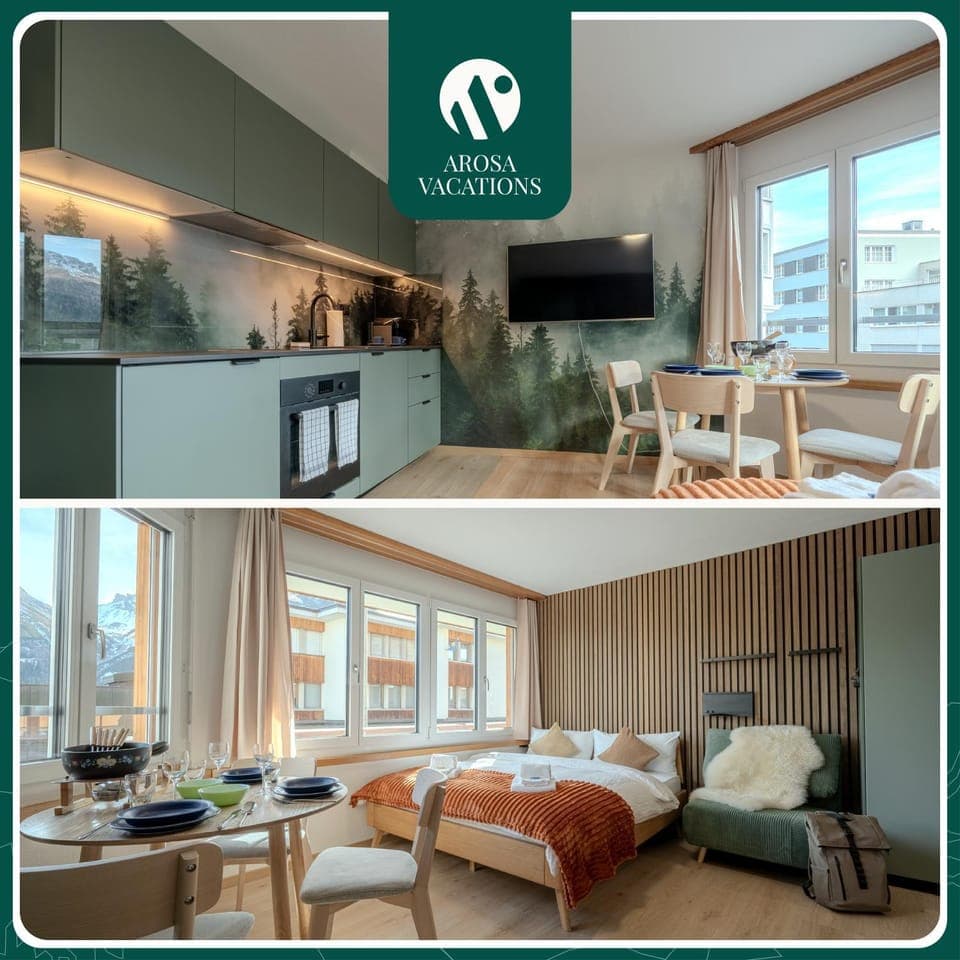 Bed, TV and multimedia, Kitchen or kitchenette, Living room, Photo of the whole room, Seating area, Bedroom