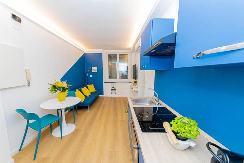 Kitchen or kitchenette, stove