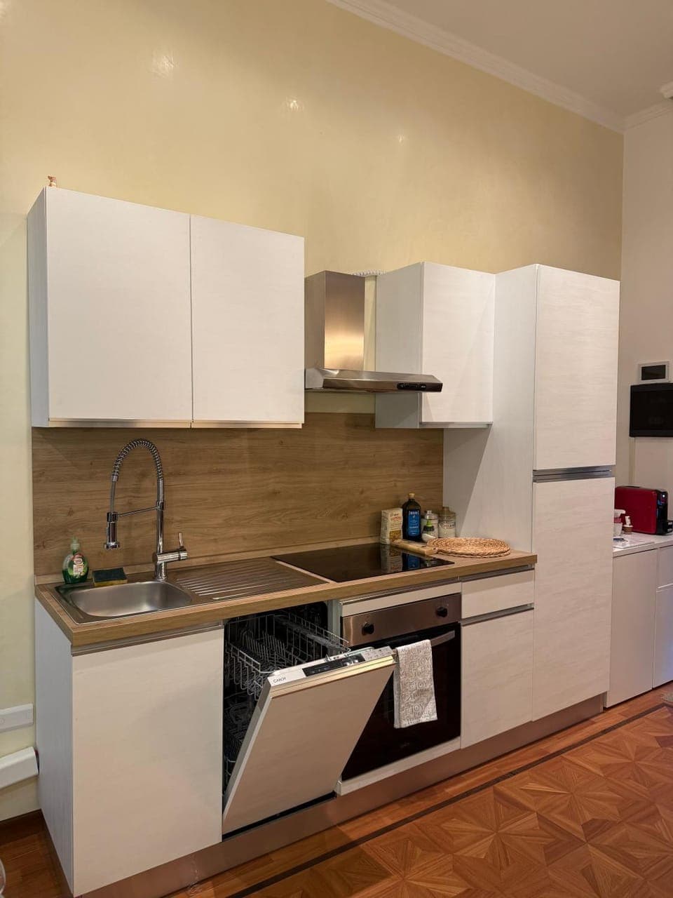 Kitchen or kitchenette, dishwasher, minibar, oven, stove