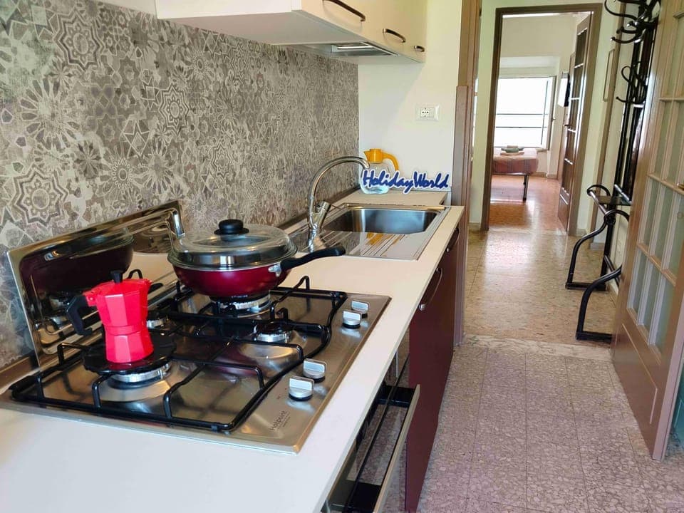 Kitchen or kitchenette, stove