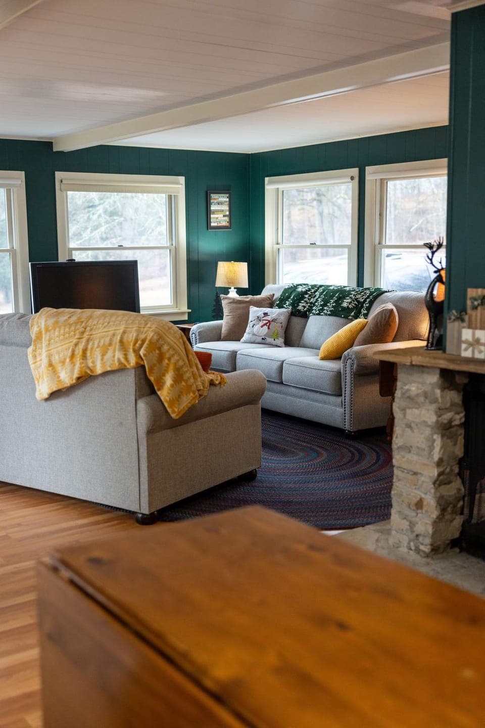Natural landscape, TV and multimedia, View (from property/room), Living room, Seating area, fireplace
