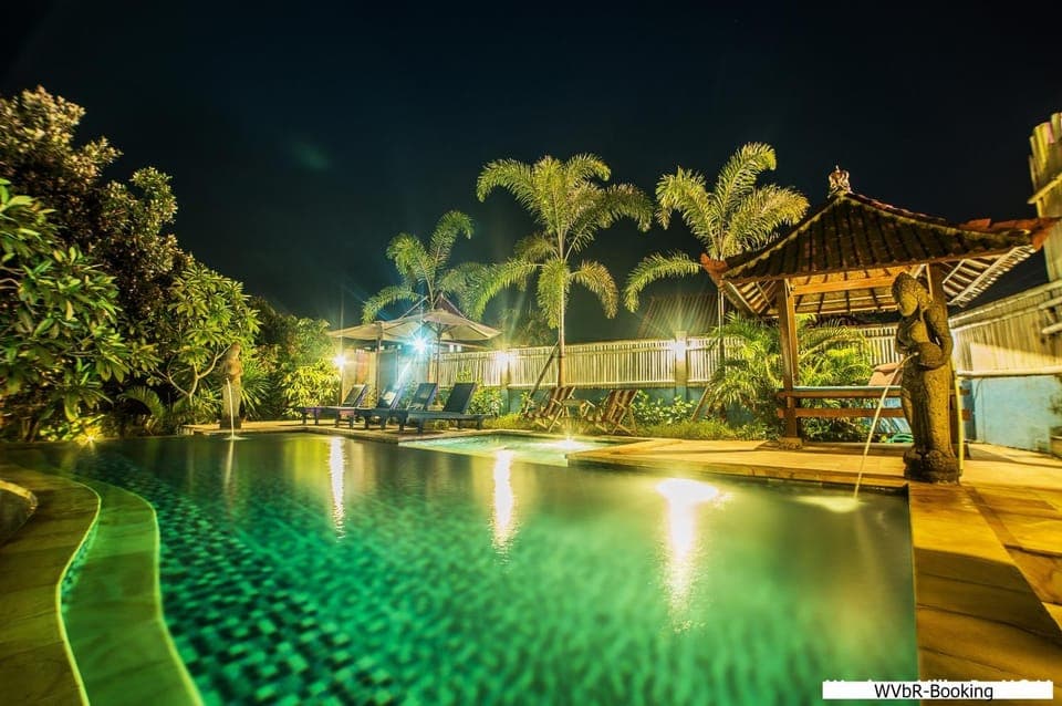 Night, Pool view, Swimming pool