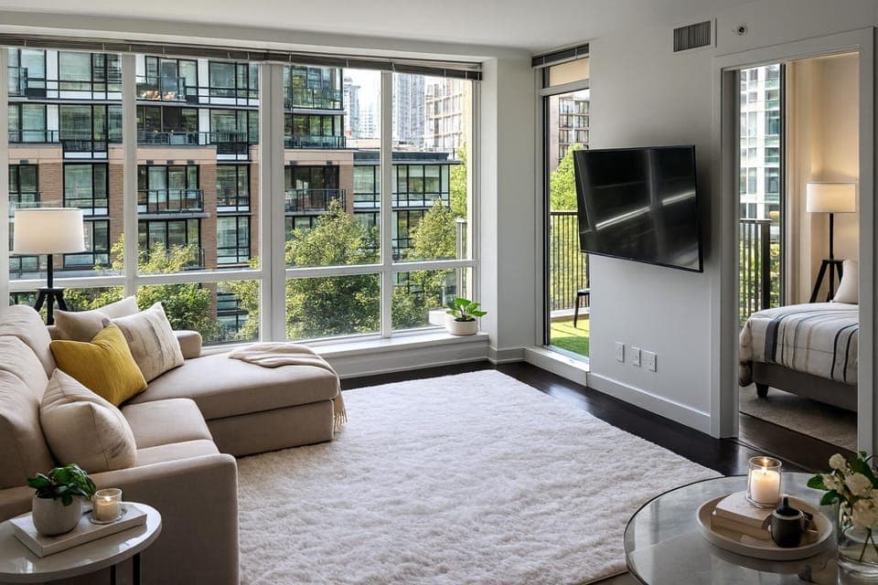 Communal lounge/ TV room, Bed, TV and multimedia, View (from property/room), Balcony/Terrace, Living room, Photo of the whole room, Seating area, Evening entertainment, Bedroom