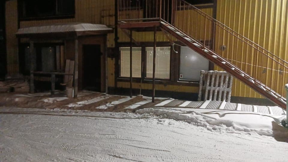 Property building, Night, Winter