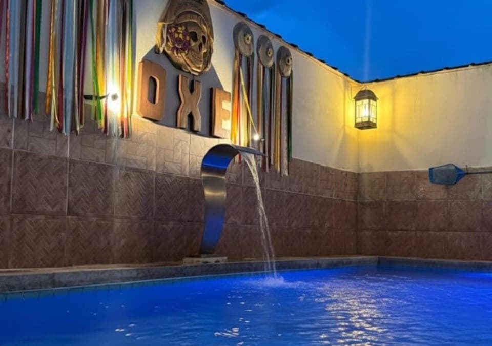 Night, Pool view, Swimming pool