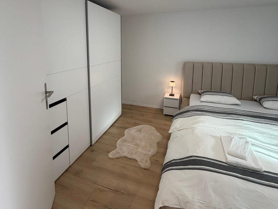 Bed, Photo of the whole room, Bedroom, towels, wardrobe