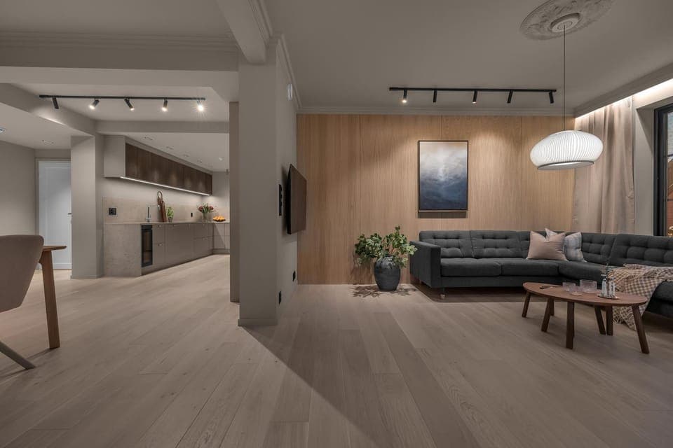 Kitchen or kitchenette, Living room, Seating area