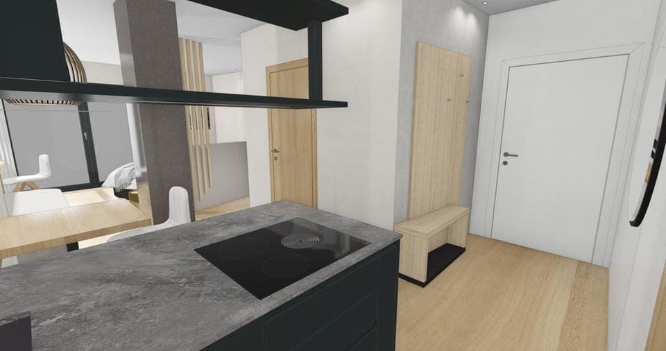 Property building, Kitchen or kitchenette, Living room