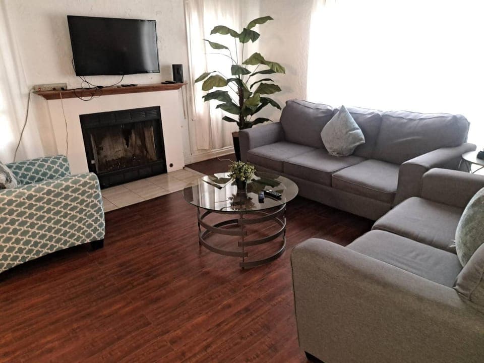 Living room, fireplace