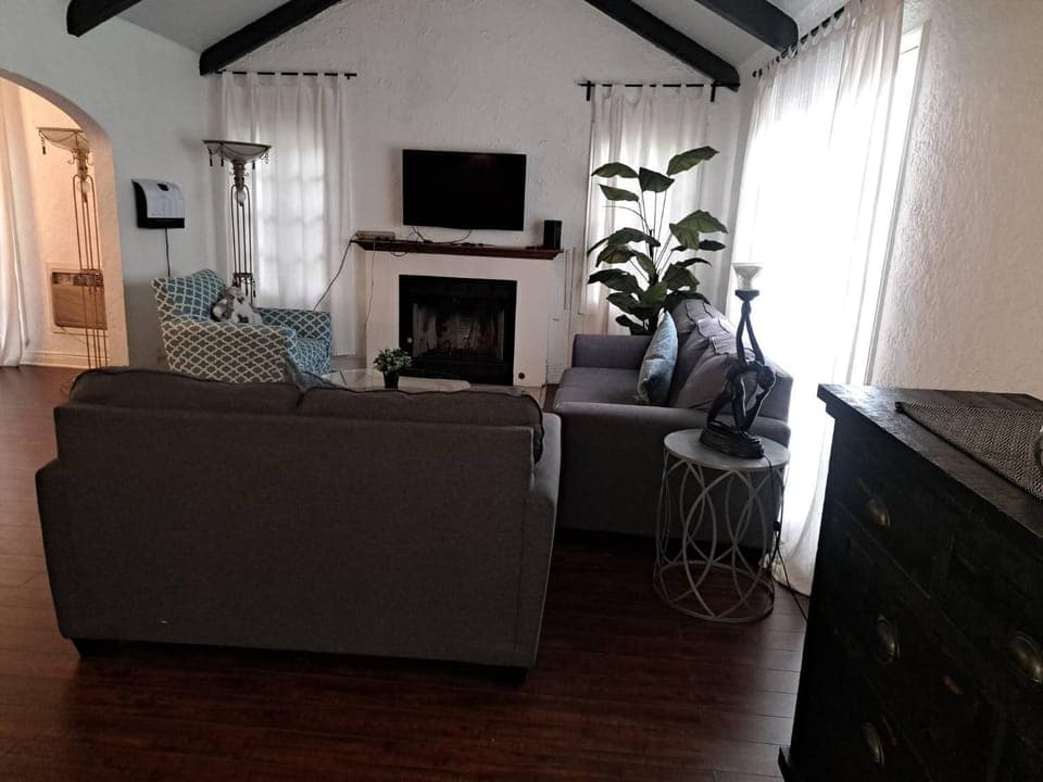 Living room, fireplace