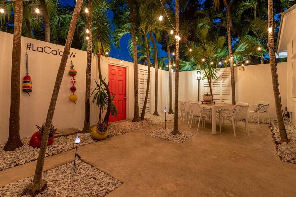 Patio, Night, Dining area