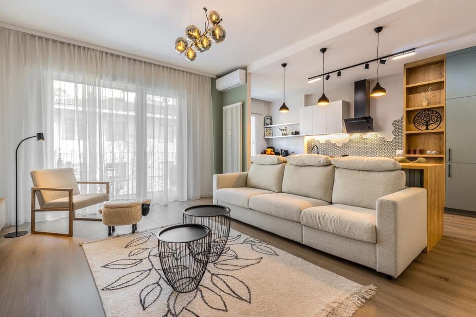 Kitchen or kitchenette, Living room, Dining area