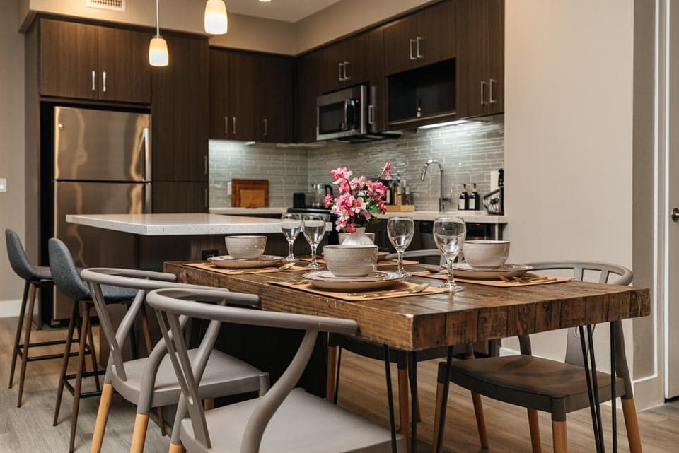 Kitchen or kitchenette, Seating area, Dining area, dishwasher, stove